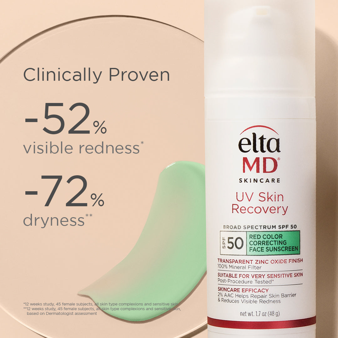 EltaMD UV Skin Recovery Red Color Correcting Green Tint Broad Spectrum SPF 50 (1.7 oz).