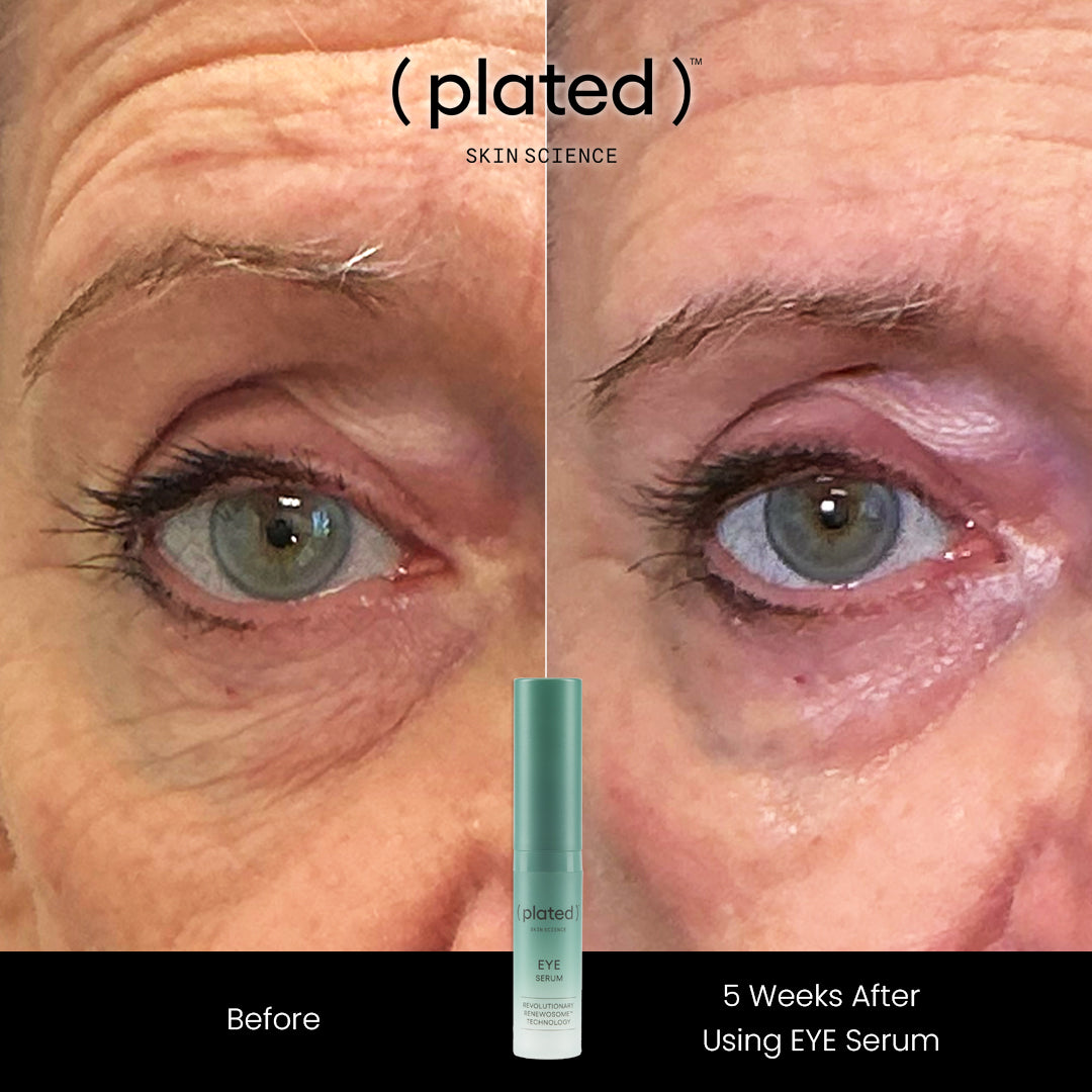 Plated Skin Science Eye Serum packaging showcasing advanced skincare technology for youthful, radiant eyes