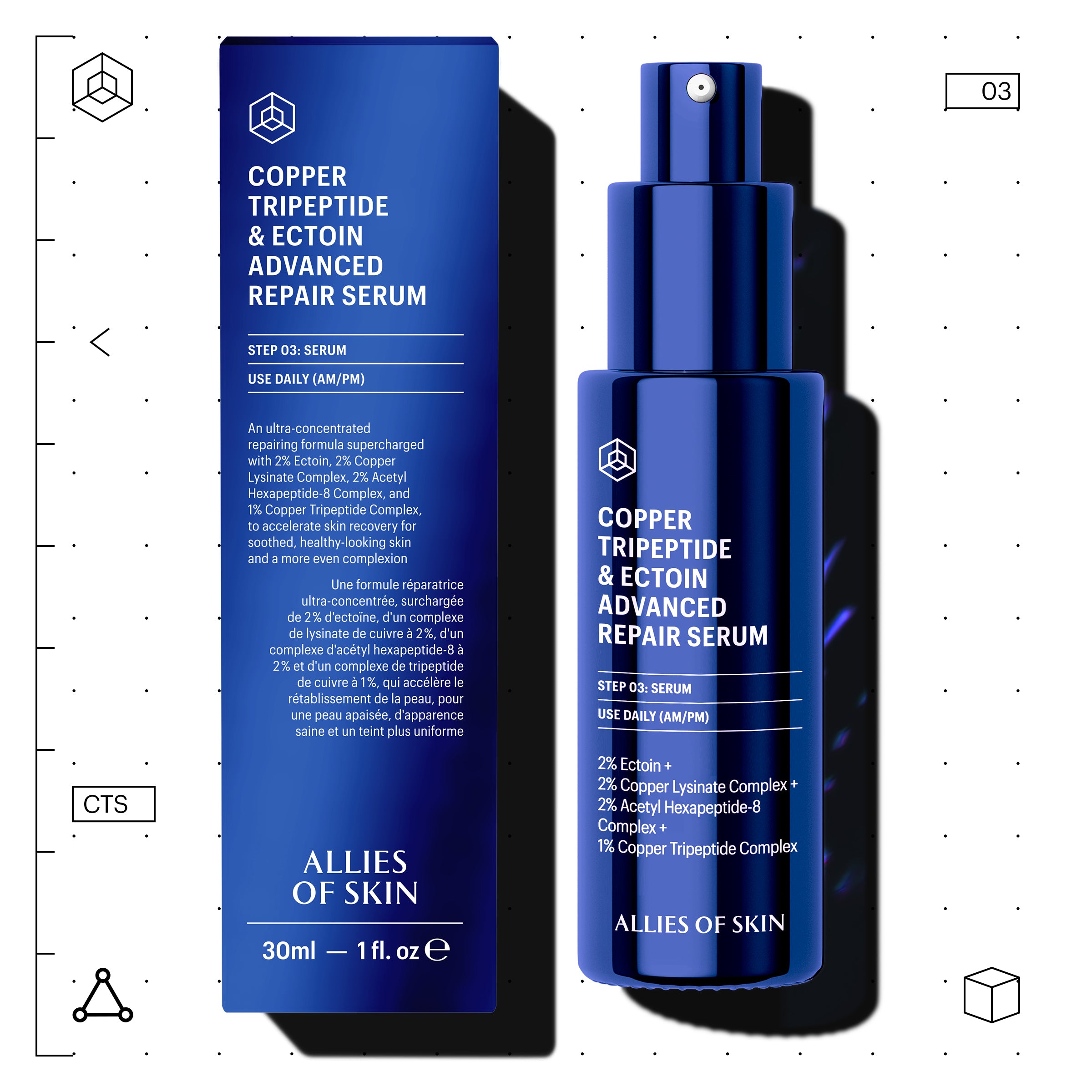 Allies of Skin Copper Tripeptide and Ectoin Advanced Repair Serum (1 oz).