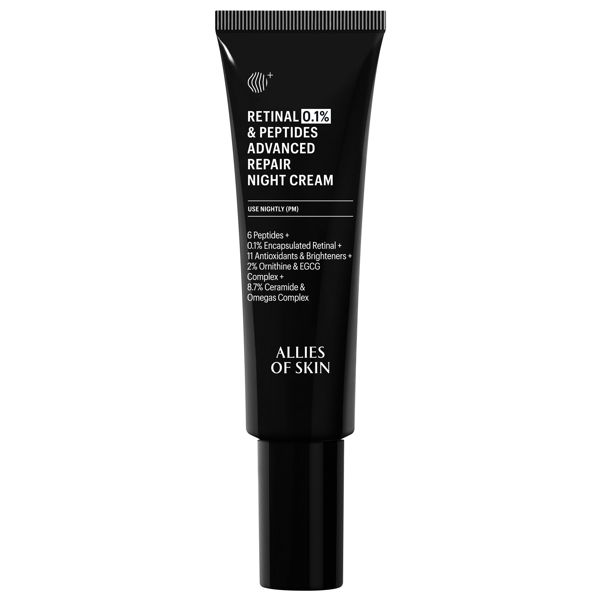 Allies of Skin Retinal 0.1% and Peptides Advanced Repair Night Cream (1.6 oz).