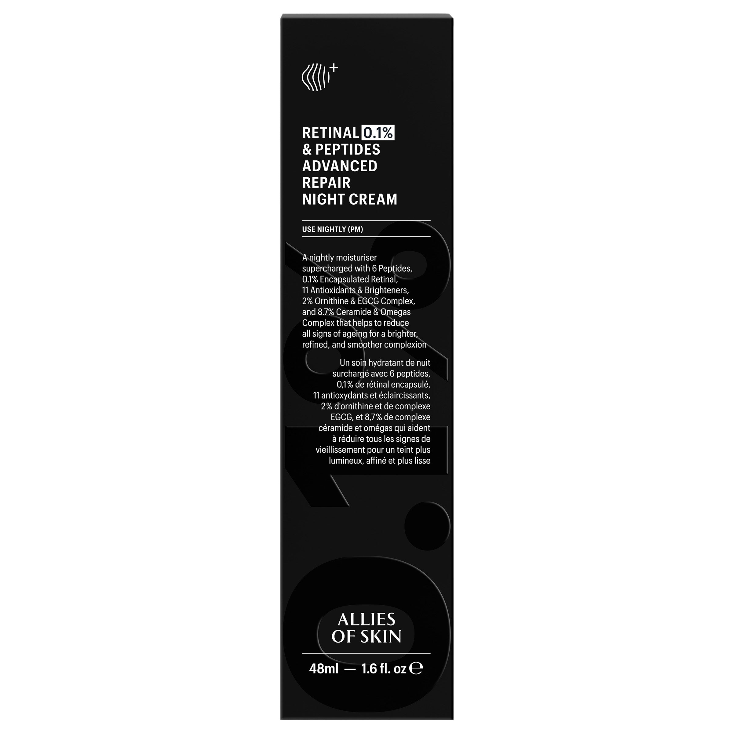 Allies of Skin Retinal 0.1% and Peptides Advanced Repair Night Cream (1.6 oz).