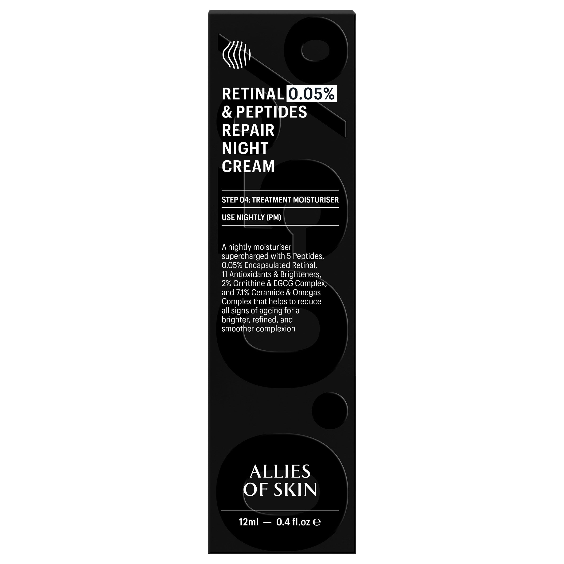 Allies of Skin Retinal 0.05% and Peptides Repair Night Cream (1.6 oz).
