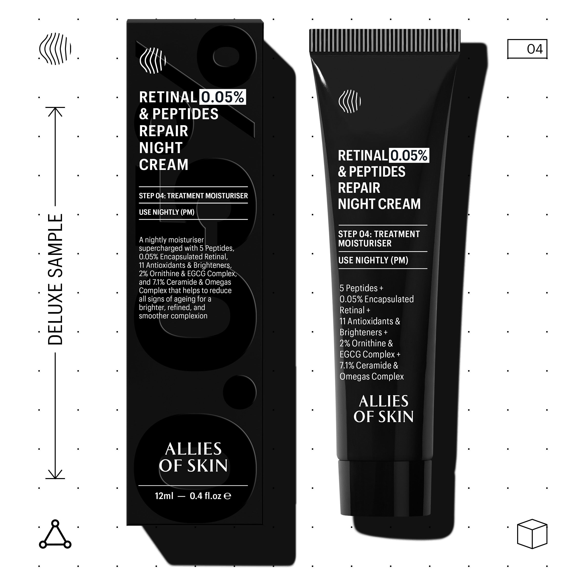 Allies of Skin Retinal 0.05% and Peptides Repair Night Cream (1.6 oz).