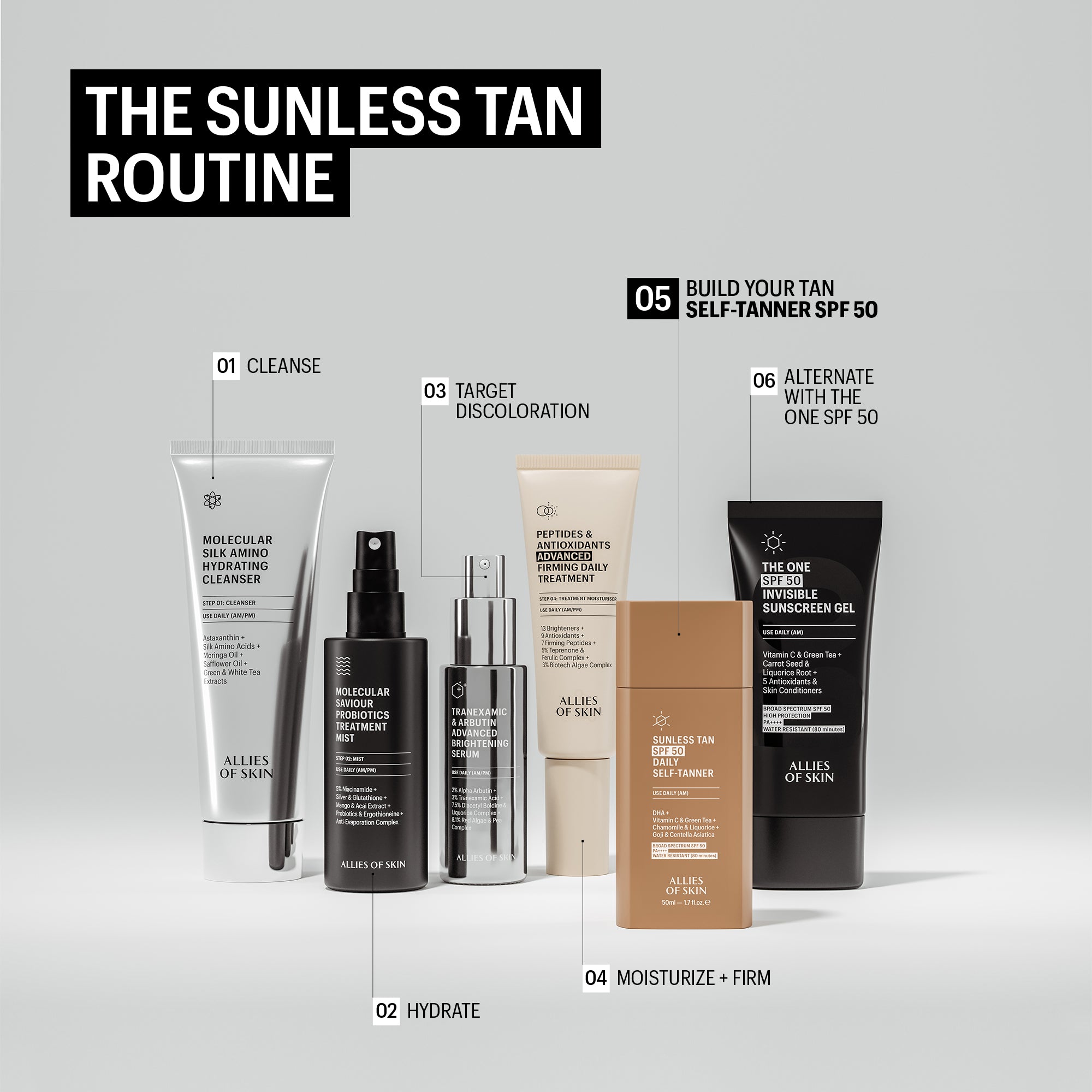 Allies of Skin Sunless Tan SPF50 Daily Self Tanner (1.7 oz).