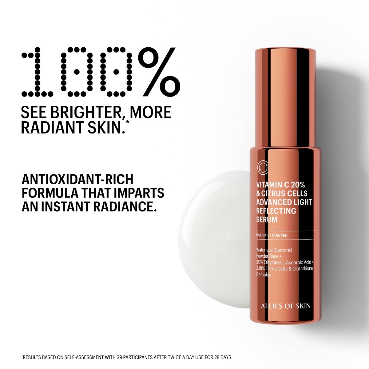 Allies of Skin Vitamin C 20% & Citrus Cells Advanced Light Reflecting Serum (1 oz).