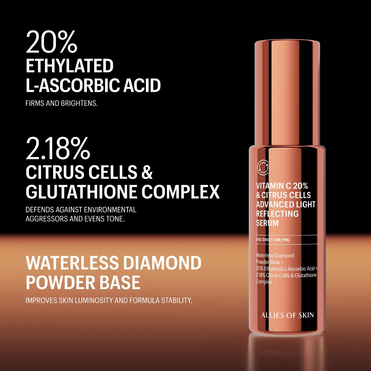Allies of Skin Vitamin C 20% & Citrus Cells Advanced Light Reflecting Serum (1 oz).