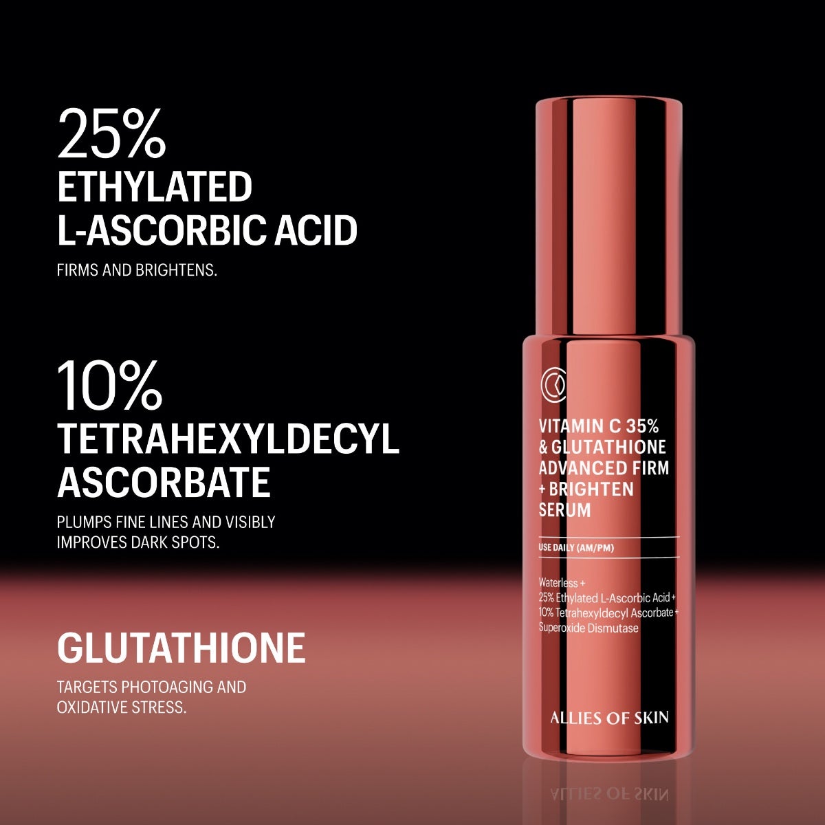 Allies of Skin Vitamin C 35% & Glutathione Advanced Firm + Brighten Serum (1 oz).